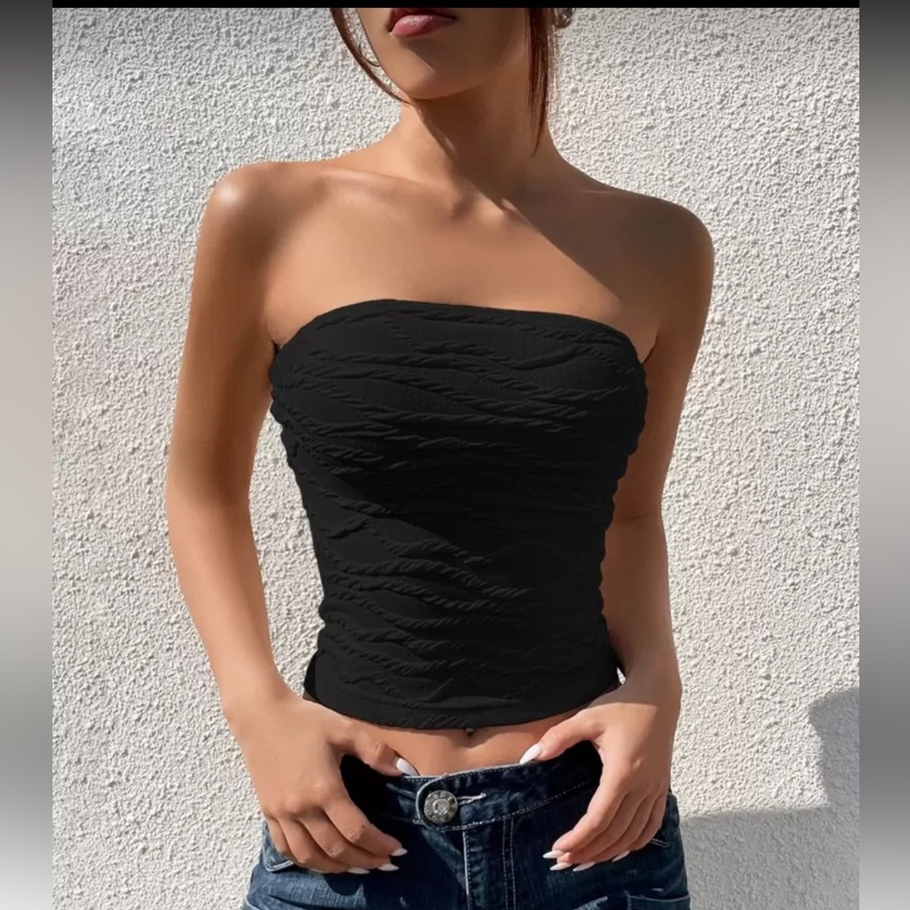 NEW Bodycon Black Strapless Top